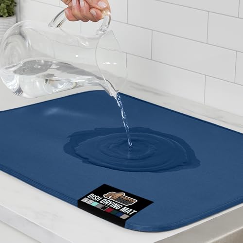 Ultra Absorbent Microfiber Dish Drying Mat (18" x 16" / Microfiber / Blue)