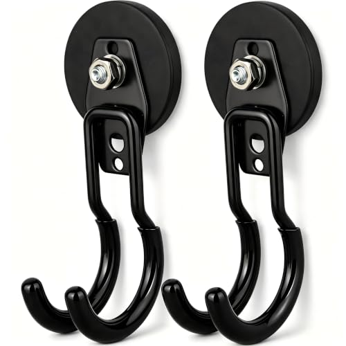 Upgraded Magnetic Hooks Heavy Duty (Updated 2.6in Magnet J Black Hooks 2PCS)