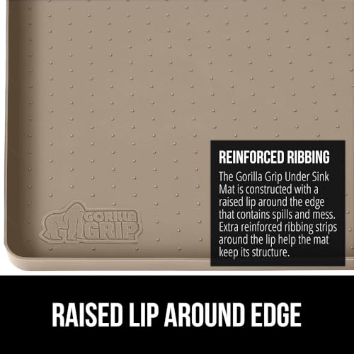 Waterproof Silicone Under Sink Mat (Beige / 46"w X 22"l)