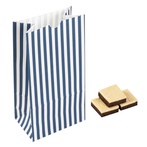 Blue And White Stripe Paper Bag (4 lb / Blue & White)