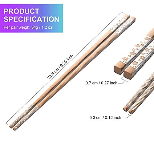 Metal Chopsticks Reusable 5 Pairs Multicolor Stainless Steel Chopsticks Dishwasher Safe Square Lightweight Non