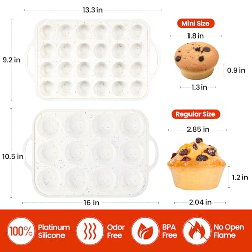 Silicone Muffin Pans for Baking (Creamy Confetti / Regular & Mini)
