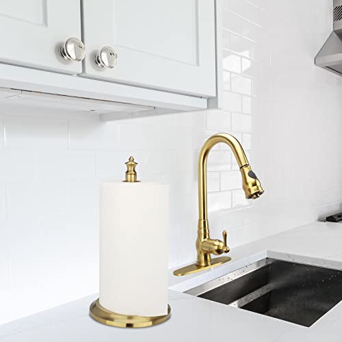 Paper Towel Holder Stand for Kitchen Countertop & Dining Room Table (Brushed Gold / Classical)