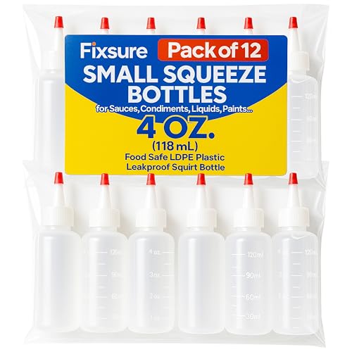 Plastic Squeeze Bottles with Red Tip Cap