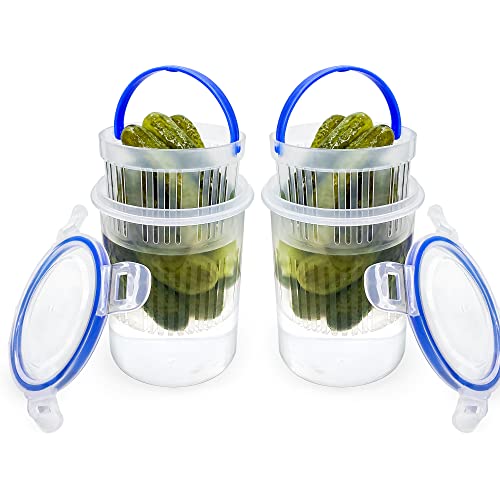 Pickle Jar 24oz 2Pack Pickle container with strainer Pickle Holder Keeper Lifter (2PACK)
