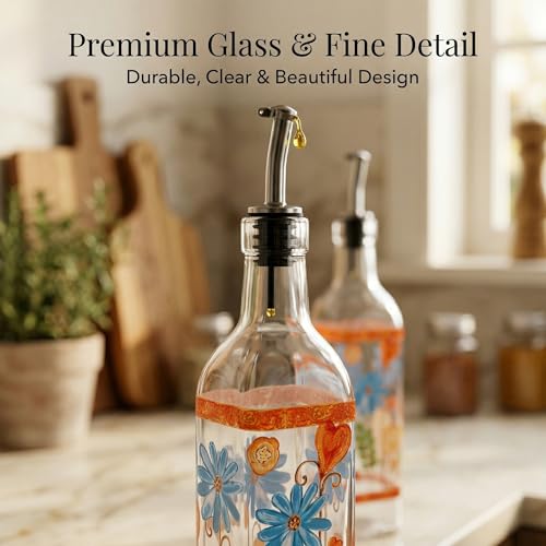 17oz Glass Olive Oil Dispenser Bottles Set of 2