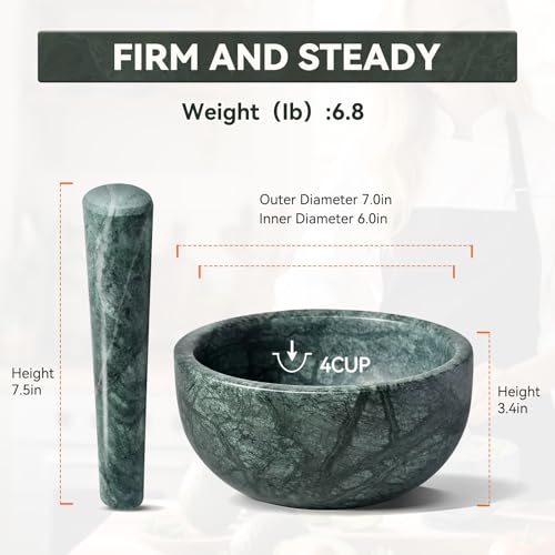 Luxury Marble Mortar and Pestle Set (Green Marble / 7in-4 cups)