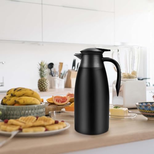 70oz Coffee Carafe Airpot Insulated Coffee Urn Stainless Steel Vacuum Thermal Pot Flask Dispenser for Coffee (Black)
