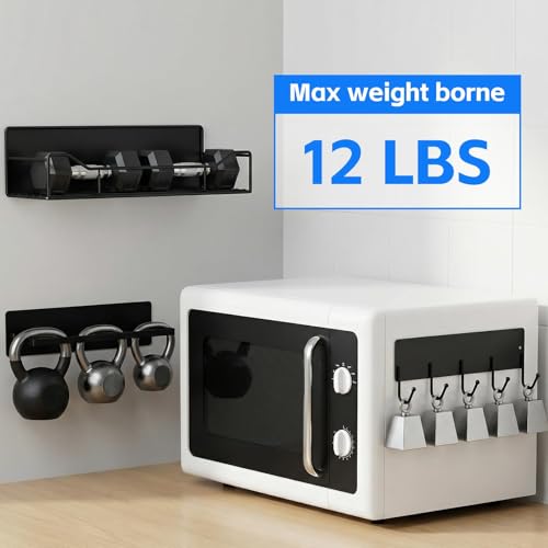 5 Pack Multifunctional Magnetic Shelves for Refrigerator Spice Rack & Washing Machine Organize (Curved Style, Black)
