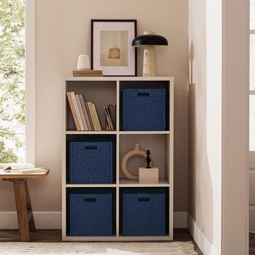 3 Pack Wicker Basket (Cube-3pack 11"×11"×10.5" / Navy Blue)