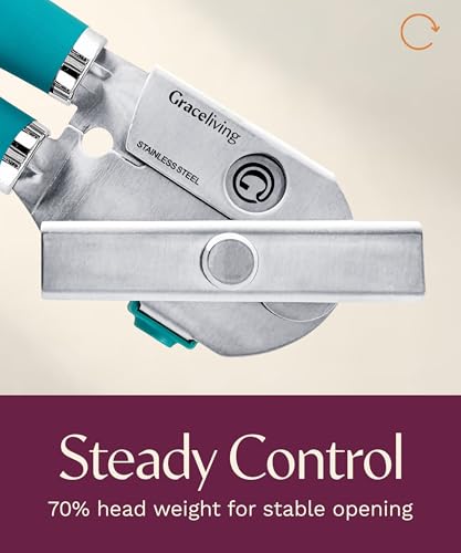 Heavy Duty Manual Can Opener with Magnetic Lid Lifter (Teal)
