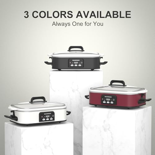 4 Quart Casserole Programmable Slow Cooker with Ceramic Baking Dish (Red)