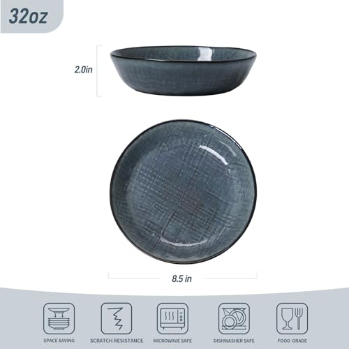 Moonlight 8.5 Inch Pasta Bowls Set of 4 (Dark Blue / Moonlight)