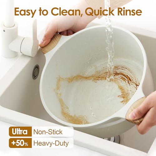 Ceramic Nonstick Stock Pot with Lid (7 Quarts / White)