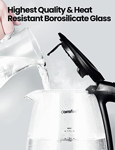 Glass Electric Tea Kettle & Hot Water Kettle Electric (glass and stainless steel / 1.8 Quarts)
