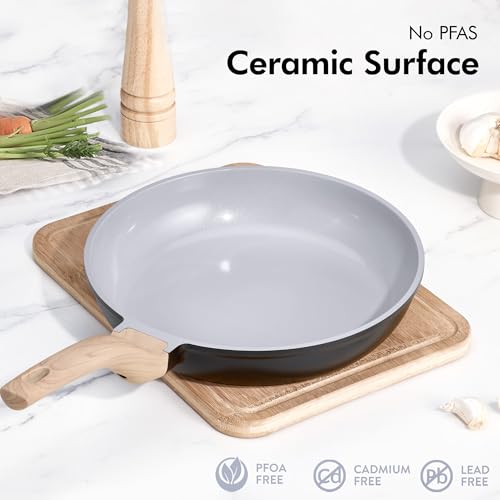 21pcs Ceramic Cookware Set (Grey Black / 21 Piece)
