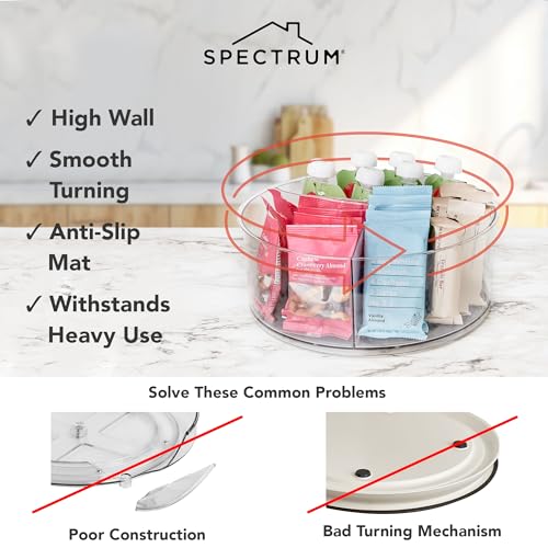 Extra Large High Wall Turntable 12.25 in Pack of 2 Charcoal Gray XL Tall Lazy Susan Rotating Organizer for Kitchen Countertop Bath Cabinet Refrigerator Pantry Shelf Under Sink Organization (Large)