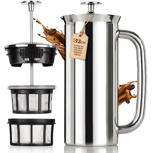 P7 French Press (32 oz / Polished Stainless Steel)