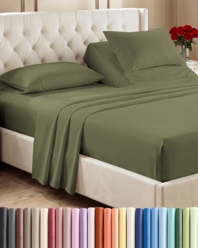 Flex Top Split Head King 4 Piece Sheet Set (15 - Sage Green / Split Head/Flex Top)