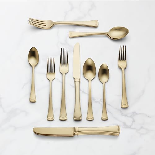 Portola Gold Satin 20 (20-Piece Flatware Set, Gold)