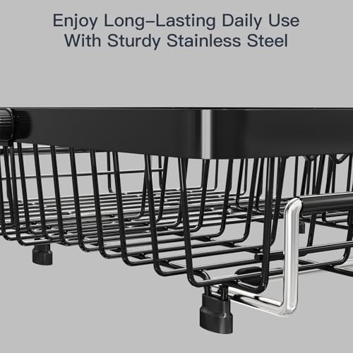 Expandable Dish Drying Rack Over The Sink with Anti Slip Grip (Black / For 13-30" W Sink)