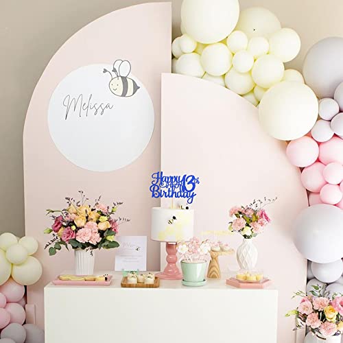 1 PCS Happy 13th Birthday Cake Topper Glitter Cheers to 13 Years Birthday Cake Pick Official Teenager 13 Fabulous Cake Decoration for Happy 13th Birthday Theme Party Decorations Supplies Blue (Blue / 13th)