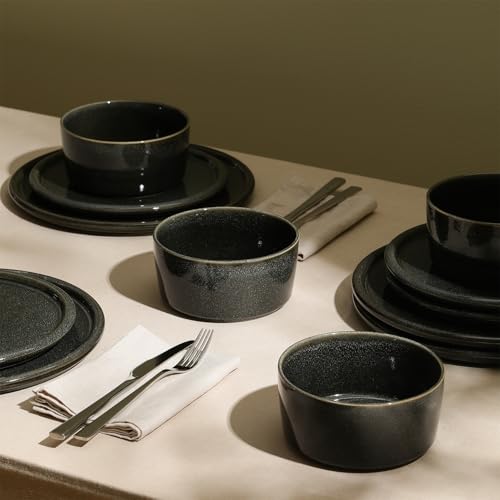 Eden 12 Piece Dinnerware Set Stoneware (Charcoal Grey / 12-Piece - Service for 4)