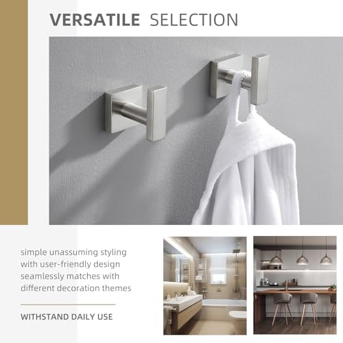 Bath Hand Towel Hook 2 Pack (Brushed Nickel)