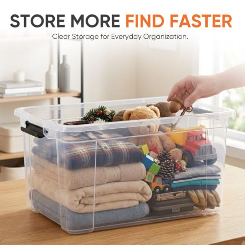 Clear Storage Boxes with Lids (49 Quart)