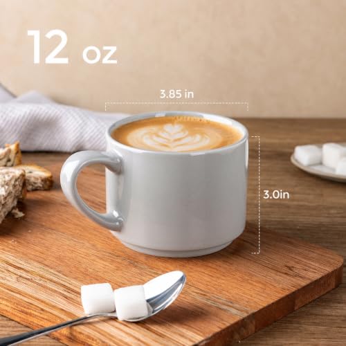 14 OZ Coffee Mugs Set of 6 (Gray / Set of 6(14 Ounces))