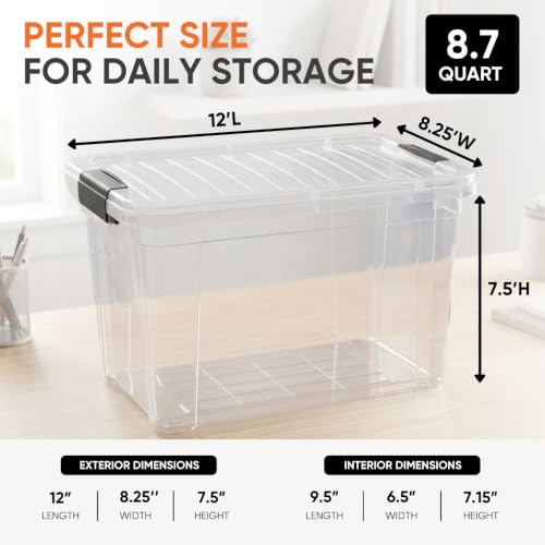 8.7 Quart Clear Plastic Storage Boxes with Lids (8.7 Quart)