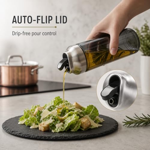 Olive Oil Dispenser Bottle for Kitchen (Grey / 14OZ Set of 2)
