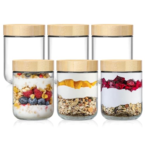 6 pack 16oz Glass jars with Airtight Lids (Natural-6-16oz)