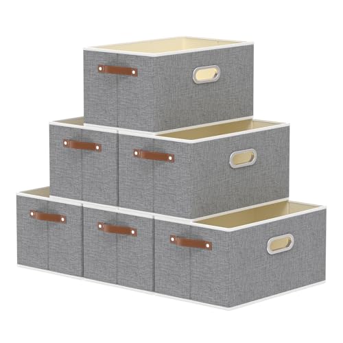 Collapsible Fabric Storage Bins (15.0x9.8x8.3inch(6-Pack) / Grey)