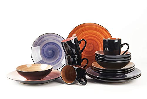 16 Piece Dinnerware Set (16pc Set / Mix Cobalt, Mocha, Rose, Spice)