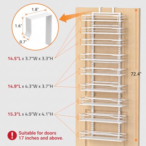 White 9 Tier Over The Door & Wall Mount Pantry Organizer (9-Tier Door&Wall / White)