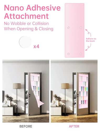 35 Pocket Door Hanging Cup Organizer Fit for Stanley Tumbler 30 40oz (75.2'' x 24.4" / Pink (Upgraded))