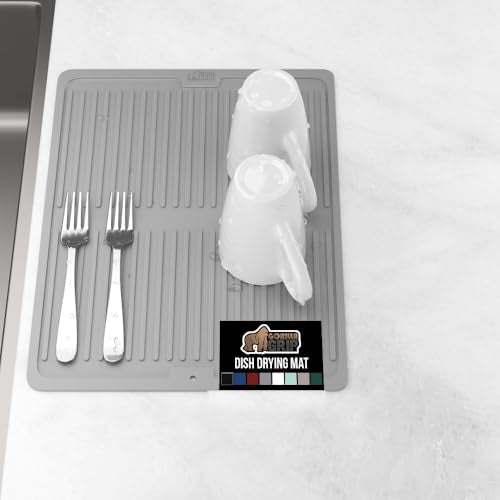 Patented BPA Free Silicone Dish Drying Mat (13" x 11" / Silicone / Gray)