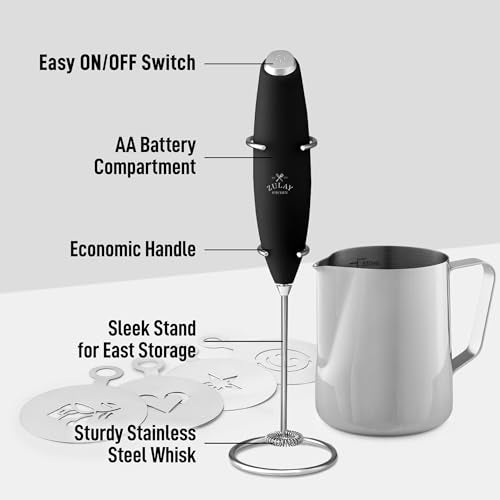 Zulay Premium Gift Milk Frother Set (Graphite Black / Gift Box Frother)