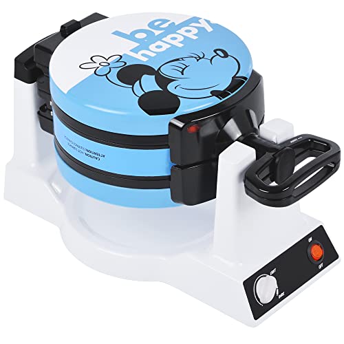 Disney Mickey & Minnie Double Flip Waffle Maker by Select Brands (White and Blue)