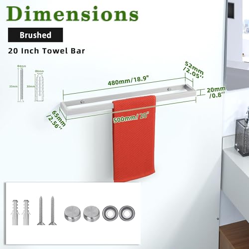 20 Inch Hand Towel Holder Towel Bar for Bathroom Wall Mounted (Brushed / 20-Inch)