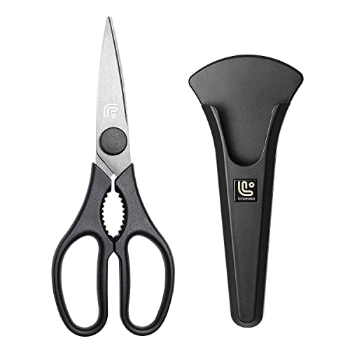 Kitchen Scissors All Purpose Kitchen Shears with Magnetic Holder (Black)