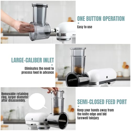 Stainless Steel Slicer Shredder Attachments for KitchenAid Stand Mixers (Slicer Shredder-5pcs)