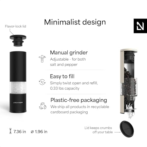 Salt and Pepper Grinder Set Manual (Carbon Black/Cream Beige / Set of two manual grinders)