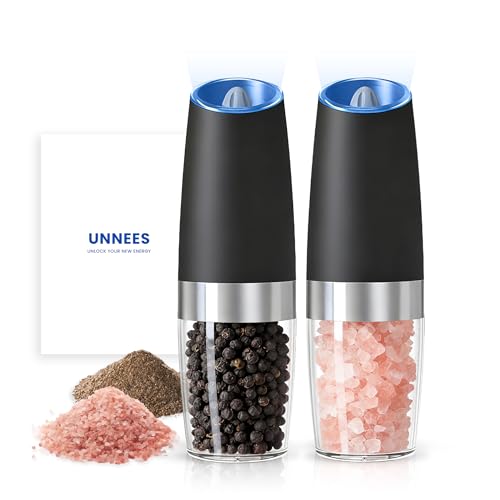 Battery Operated Gravity Salt And Pepper Grinder Set (Black)