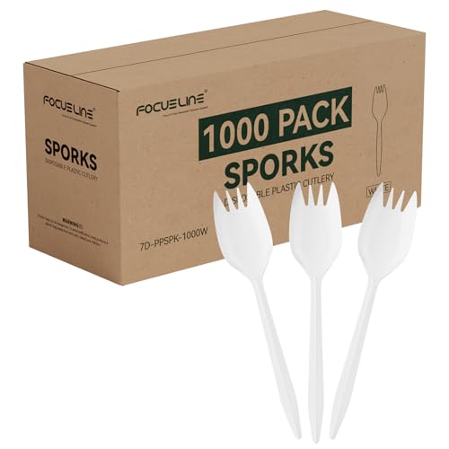 1000 Count White Plastic Sporks (1000 Sporks)