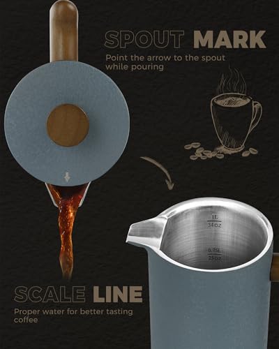 POLIVIAR French Press Coffee Maker (Crack Blue)