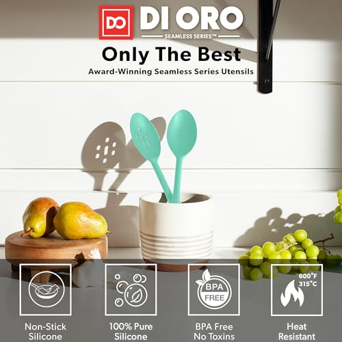 DI ORO Silicone Cooking Spoons (Mint)