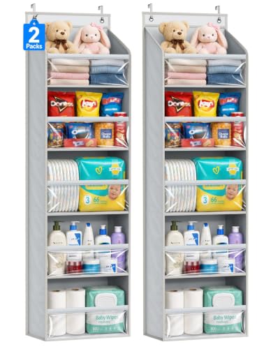 2 Pack Over the Door Organizer (2 Packs / Grey)