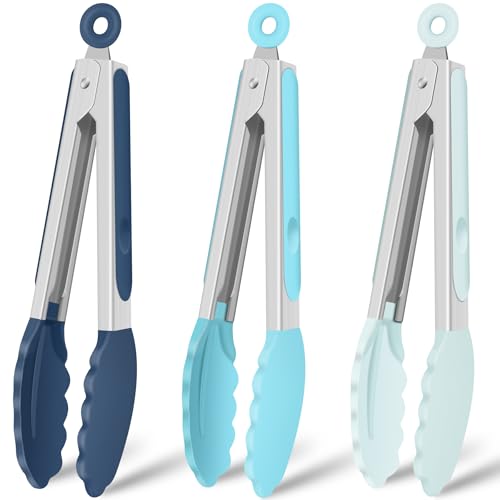 Silicone Kitchen Tongs for Cooking (Gradient Blue)